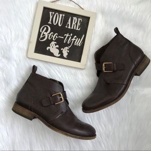 Franco Sarto Leather Buckle Ankle Boots